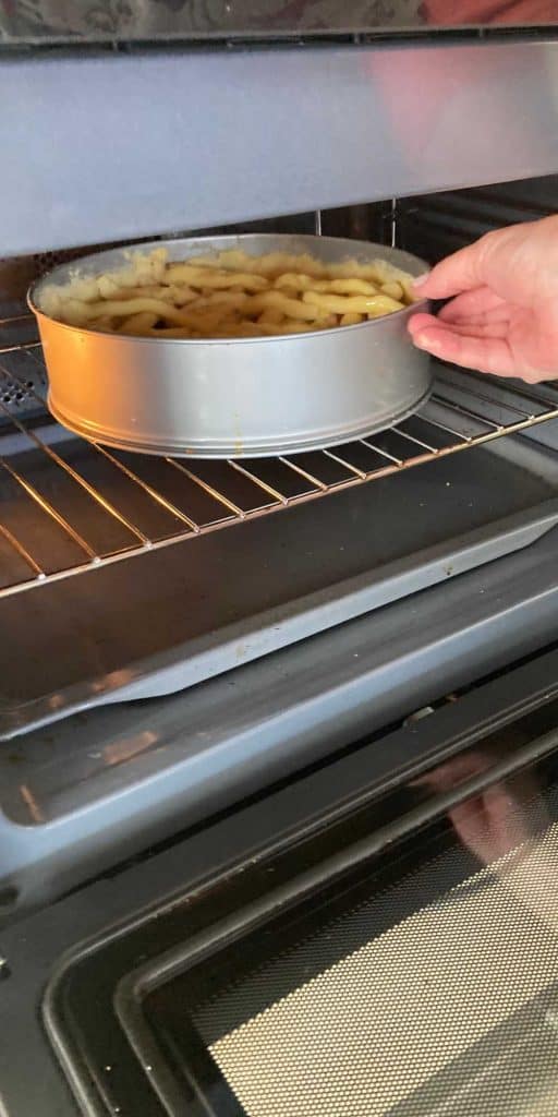 Dutch Apple Pie in the oven